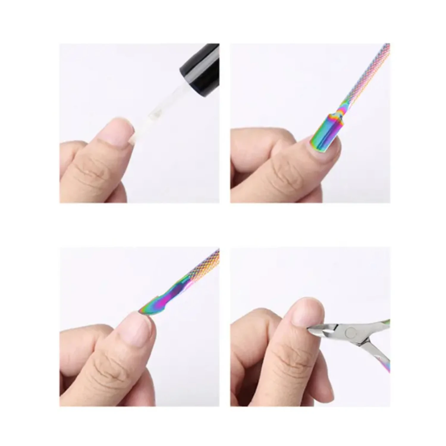 ชุดเครื่องมือทําเล็บสแตนเลส 3 ชิ้นสีสันสดใสสําหรับการขจัดผิวหนังที่ตายแล้ว