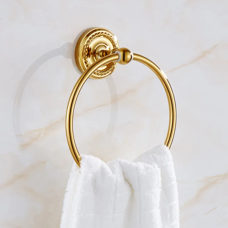Luxury Gold Brass Bathroom Accessories Hardware Set Towel Bar Rail Rack Toilet Paper Holder Toilet Brush Shower Soap Dish Holder - view 5