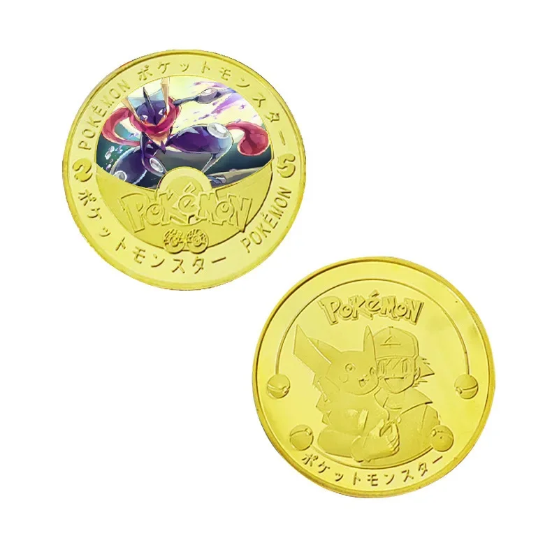 Pokemon Pikachu Cartoon Souvenir Coin Commemorative Coin Anime Action Figures Dragonite Colored Anime Collection Decoration Gift