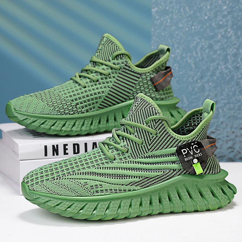 

Mesh Casual Sneakers Men's Running Shoes Outdoor Breathable Green Trendy Shoes Men Lightweight Summer Jogging Sport Sneakers Man