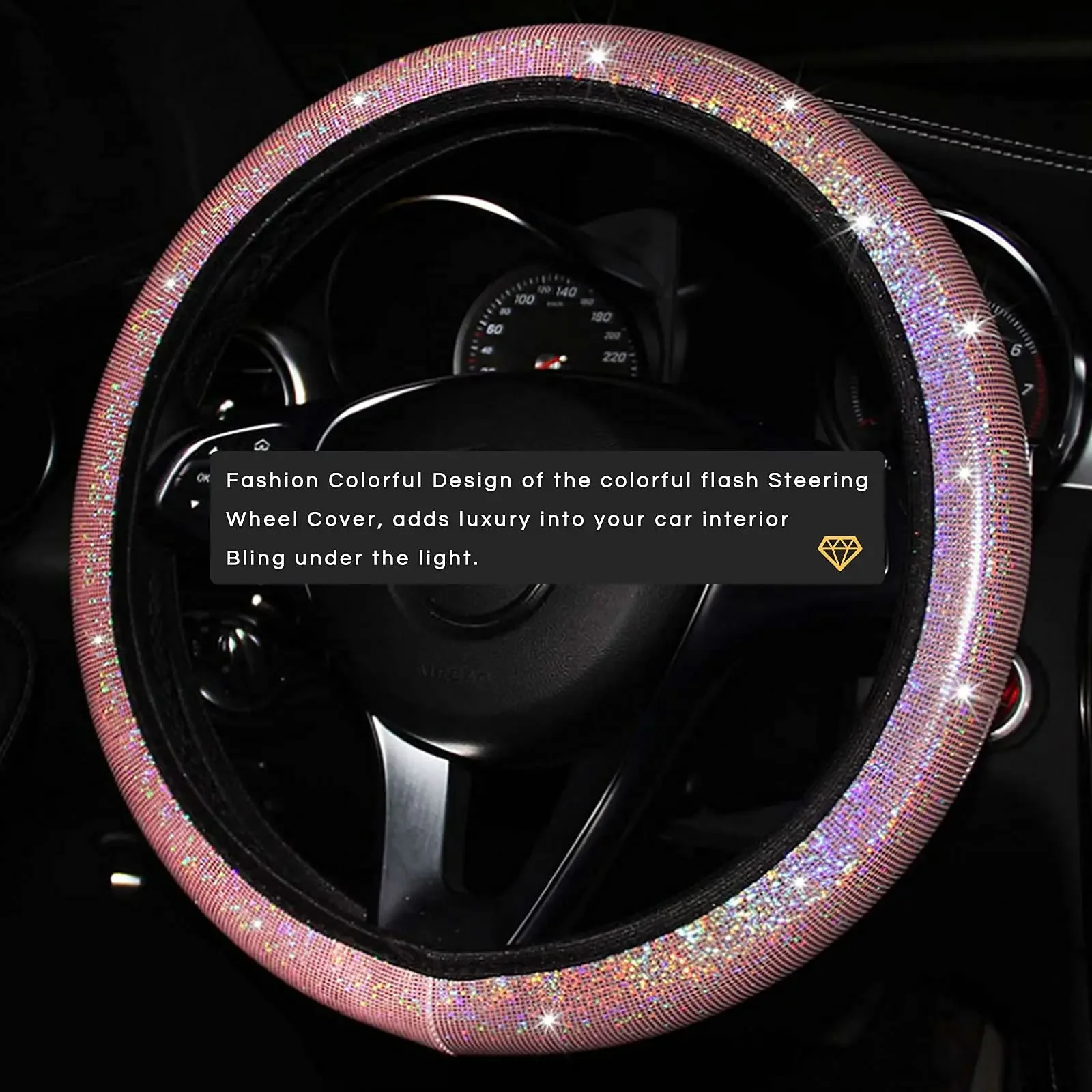 

200 SETS Bling Steering Wheel Cover Universal 14.5 to 15 Inch with Seat Belt Shoulder Pad Fit Vehicles,Sedans,SUVs,Vans,Trucks