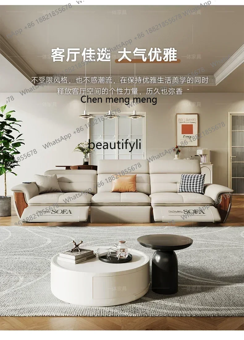 z183   New Multi-Functional Electric Leather Sofa Bed Dual-Use Folding Retractable Living Room Straight Row Small Apartment Sing