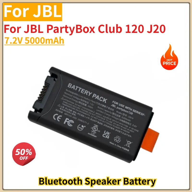 High Quality 7.2V 5000mAh HType-C interface supports fast charging For JBL PartyBox Club 120 J20 Brand New Replacement Battery