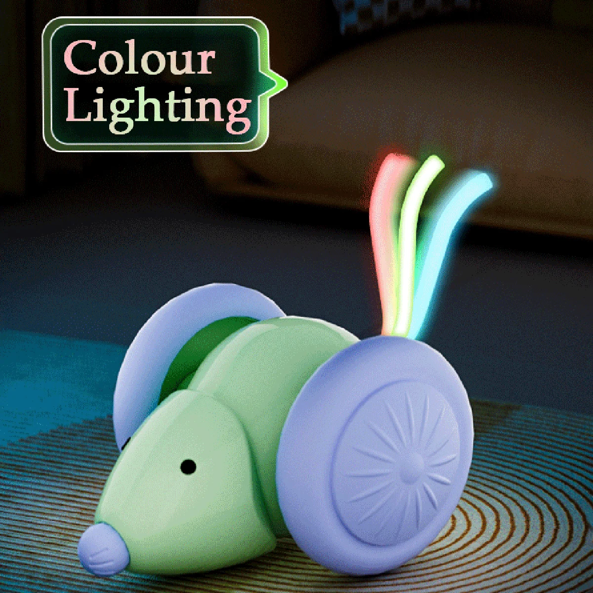 Intelligent Electric Mouse Cat Toy for Interactive Playtime with Obstacle Avoidance Silent Charging 1.5H Battery Life