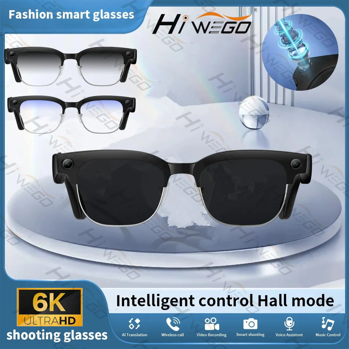 

New Smart Glasses AI Translation Bluetooth Call 800w HD Camera Music Headphones Outdoor Sports Fashion Sunglasses For Men Women
