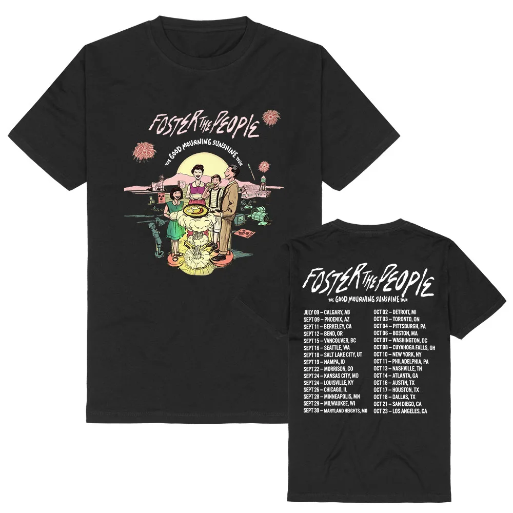 Good Mourning Sunshine Tour T-shirt Band Foster The People Tees Short Sleeve Cotton Summer Tshirts Graphic Print Merch Clothing