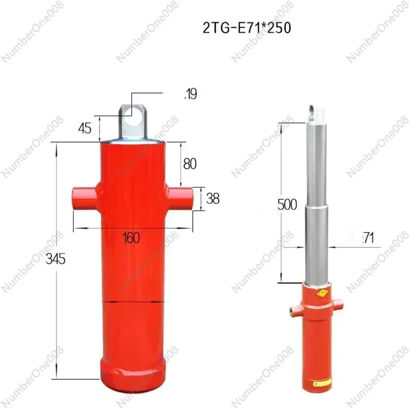 2TG-E71*500 Hydraulic Cylinder One-way Multi-section Sleeve Type Hydraulic Tool Agricultural Vehicle Retractable Top Accessories