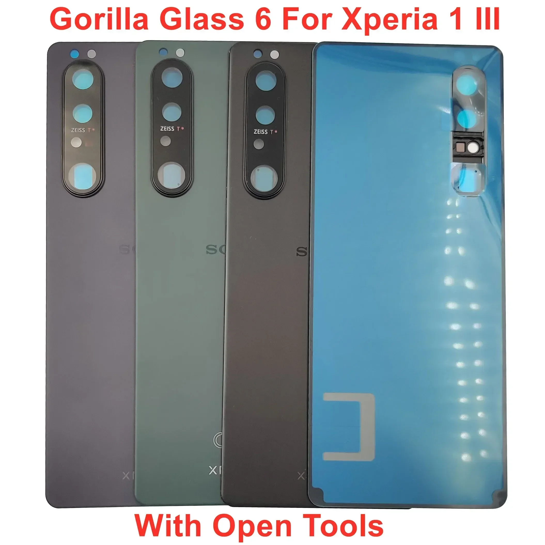 OEM A+ Glass Battery Cover For Sony Xperia 1 III Hard Back Door Lid Rear Housing Case Shell With Camera Lens Adhesive