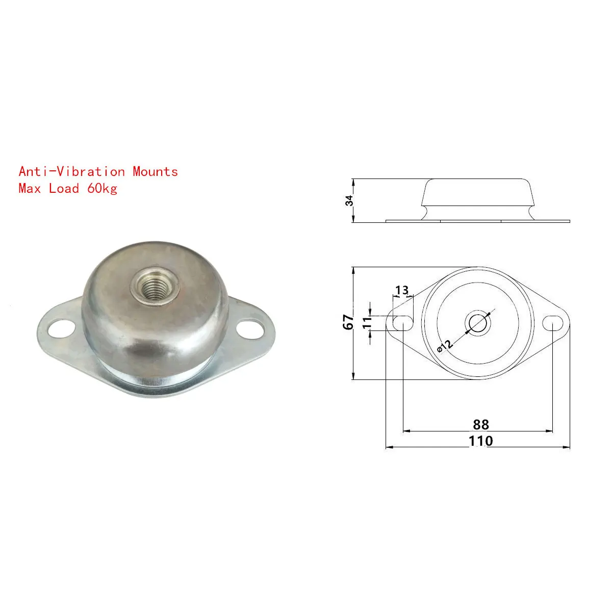 60KG Generator Rubber Shock Absorber  Mounts Diesel Engine Air Compressor Compressor Water Pump Rubber Damping Pad