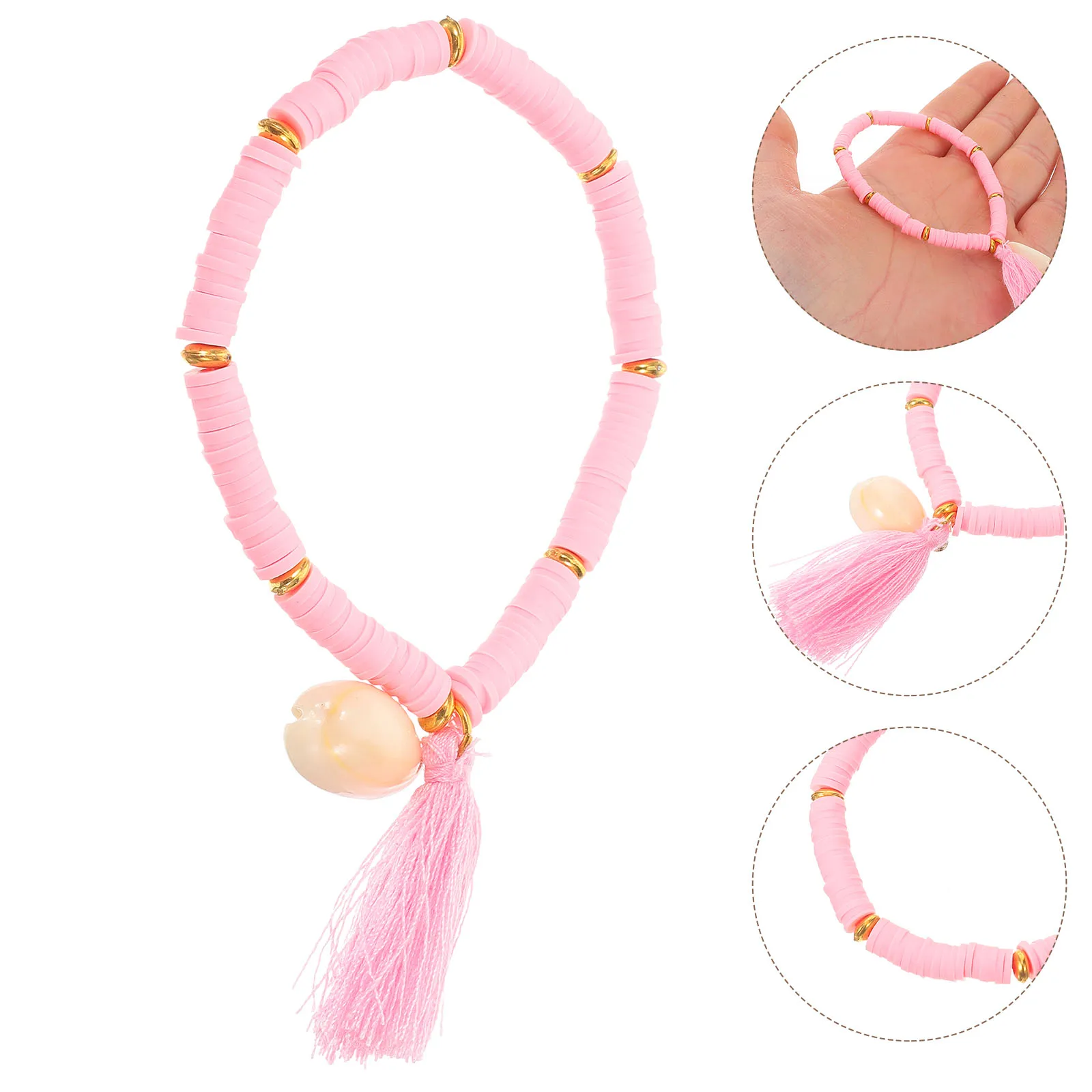 الملونة بوليمر كلاي شل شرابة أساور الوردي مطرز السيدات خلخال سلسلة نسائية اليد حلية البوهيمي العرقية مجوهرات