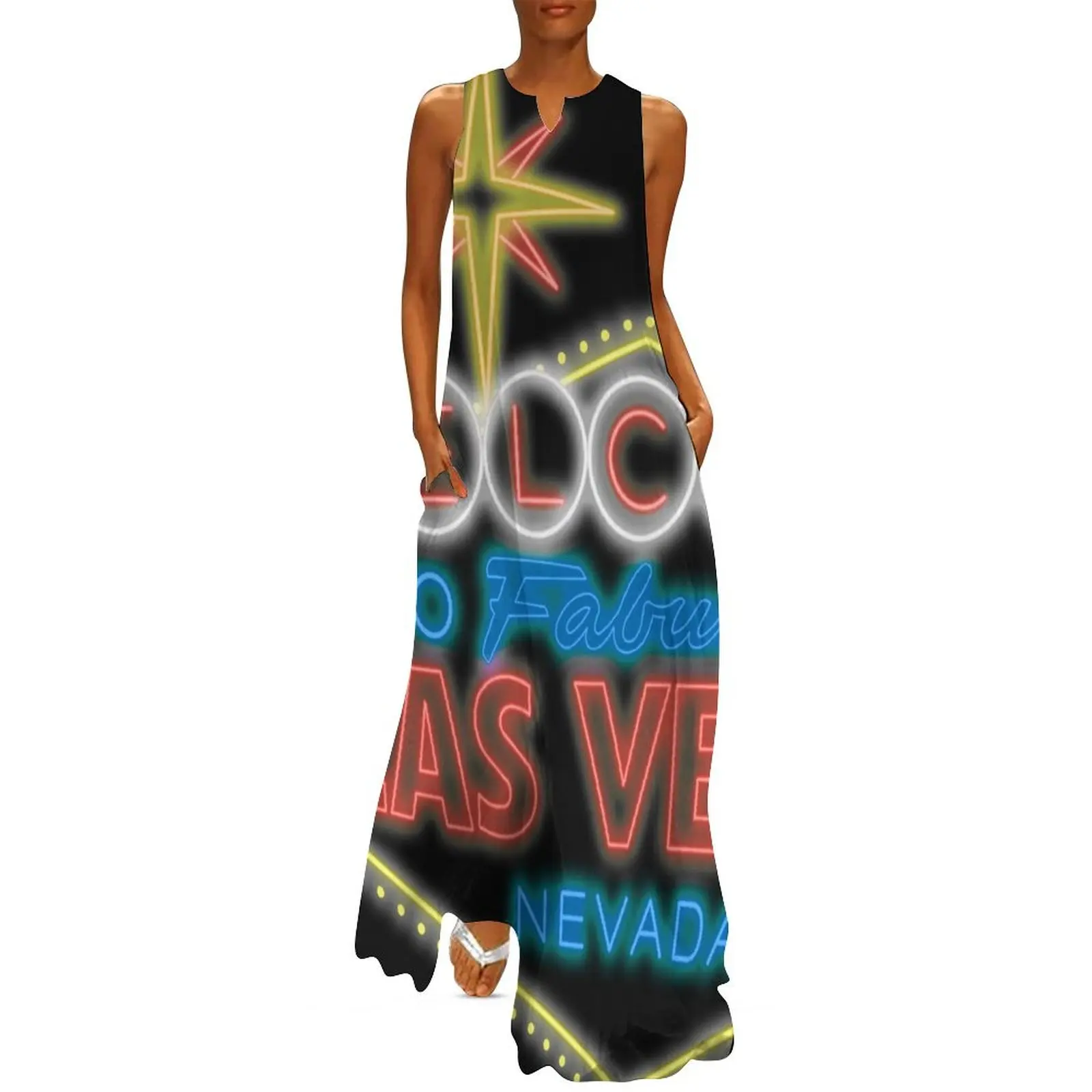 

Welcome to Las Vegas sign digital drawing night Long Dress women's summer dress 2025 clothes Dress