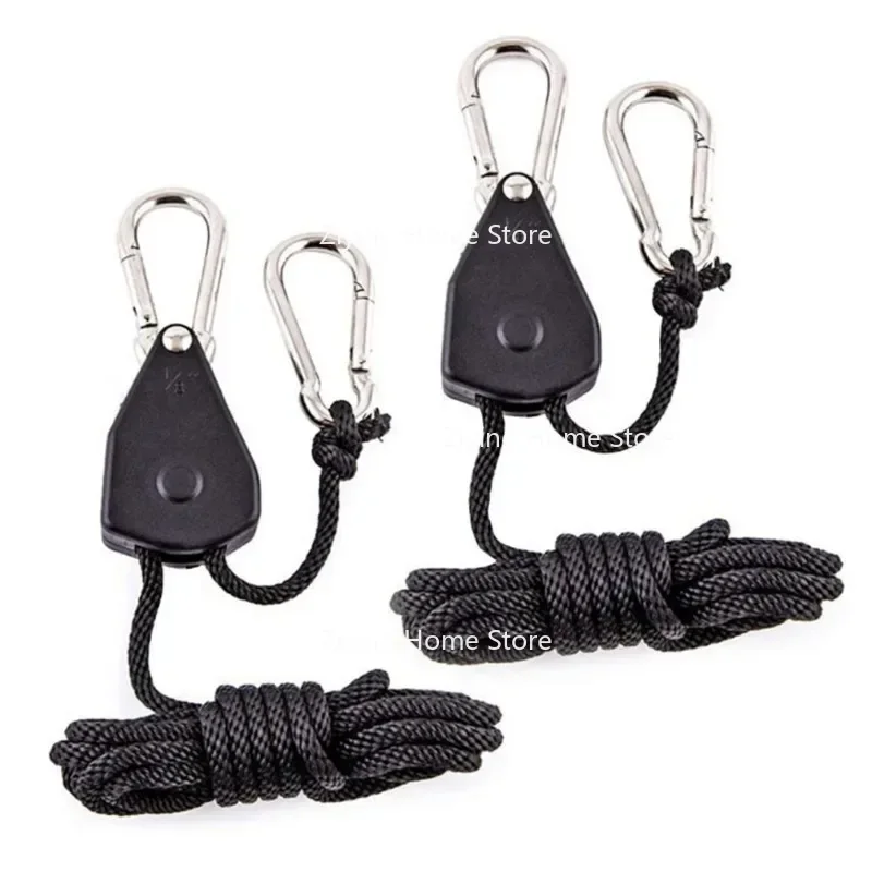 

2pcs Light Adjustable Reinforced Hangers Hanging Ratchet Grow Rope Pulley Duty Clip Plant Ropes