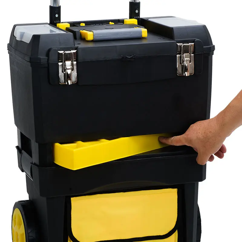 Stackable Toolbox Pull Rod Plastics Toolbox with Wheels Multifunctional Handheld Combination Tool Case Multi Layer Toolboxes