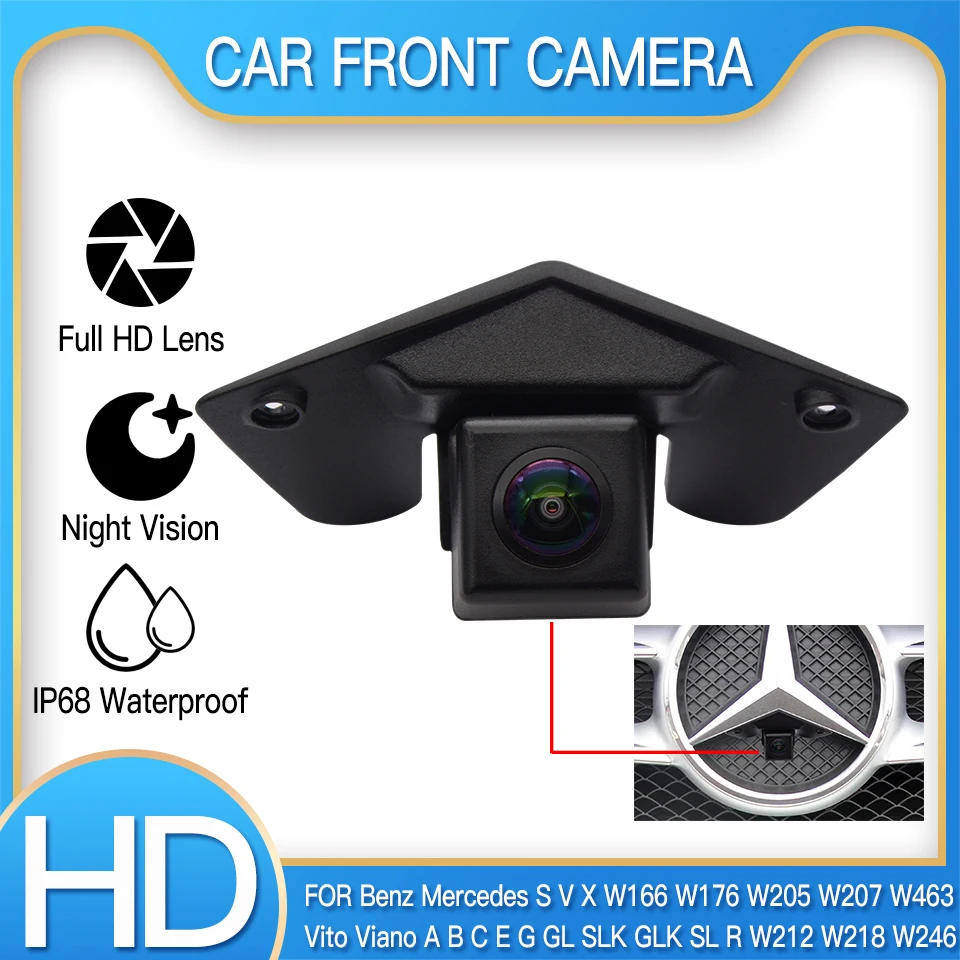 Hd ccd ahd 1080p logo auto front view kamera für mercedes benz vito a b c e g gl slk glk sl s v x w166 w176 w177 w205 w212 klasse – Detail 1