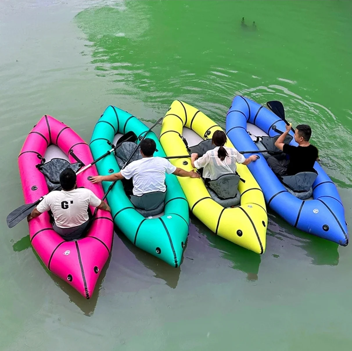 Cheap Colorful Pvc & Tpu Inflatable 2 Person 300cm Kayak with Drop Stitch Mat  Boat Kayaks Sport Fishing