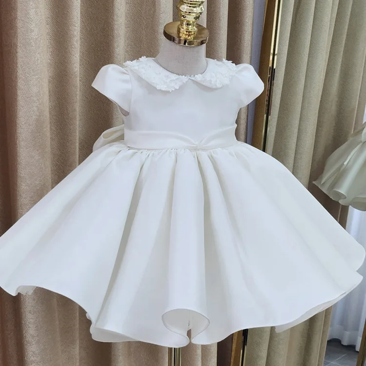 

1-12 years flower wedding dress for Girls party dresses white catwalk ball gown