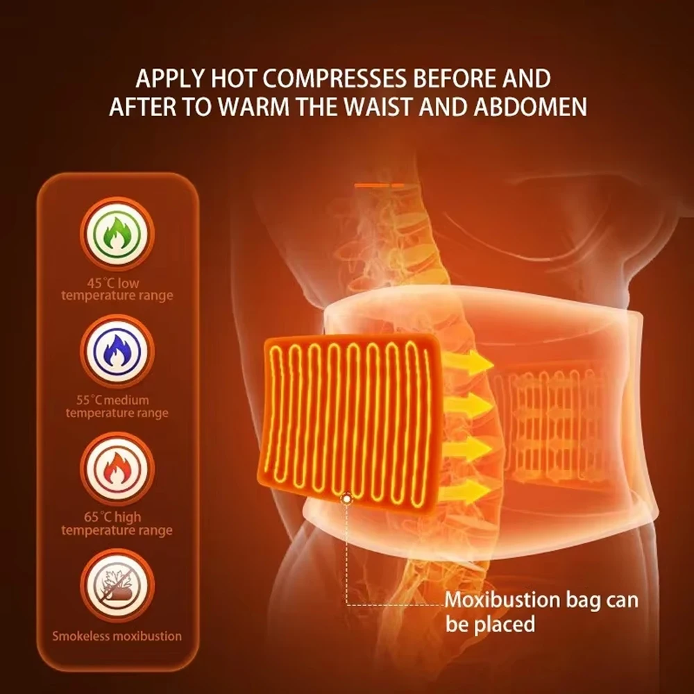 Electric Waist Massager Vibration Hot Compress Lumbar Brace Belt Waist Heating Massage Back Support Relax Pain Relief Therapy