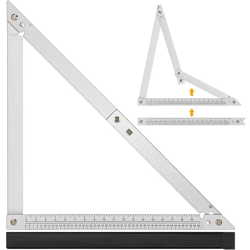 【FITTING】Framing Square For Carpenter Tools 24 Inch Folding Triangle Ruler Measurement Angle Ruler For Construction Framing