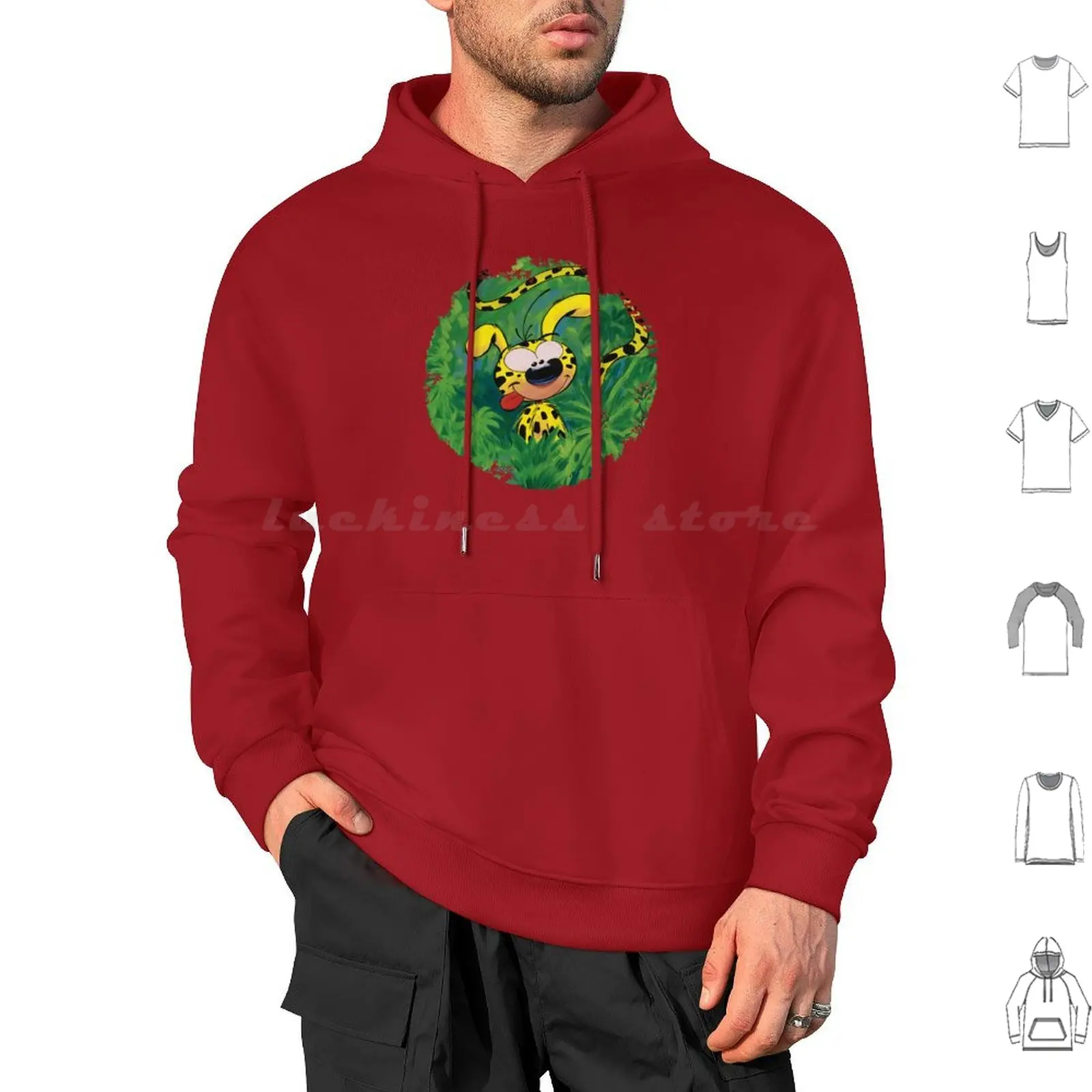 Marsupilami pintura Sudadera con capucha algodón manga larga personaje de cómic amarillo André Spirou Bélgica Francia Fantasio Pet