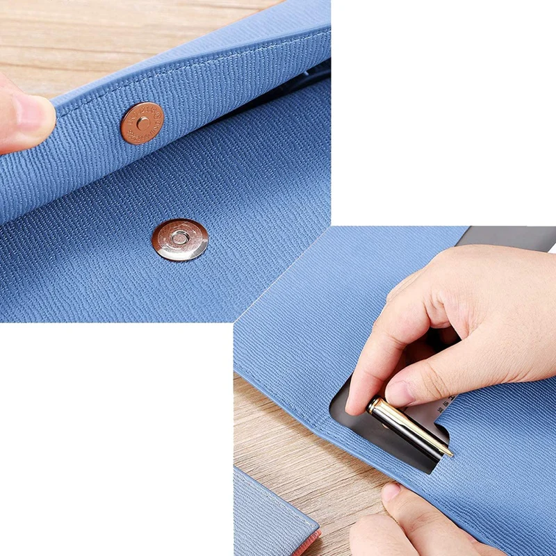 PU Leather A4 File Folder Document Holder Waterproof Portfolio Envelope Folder Case With Snap Closure