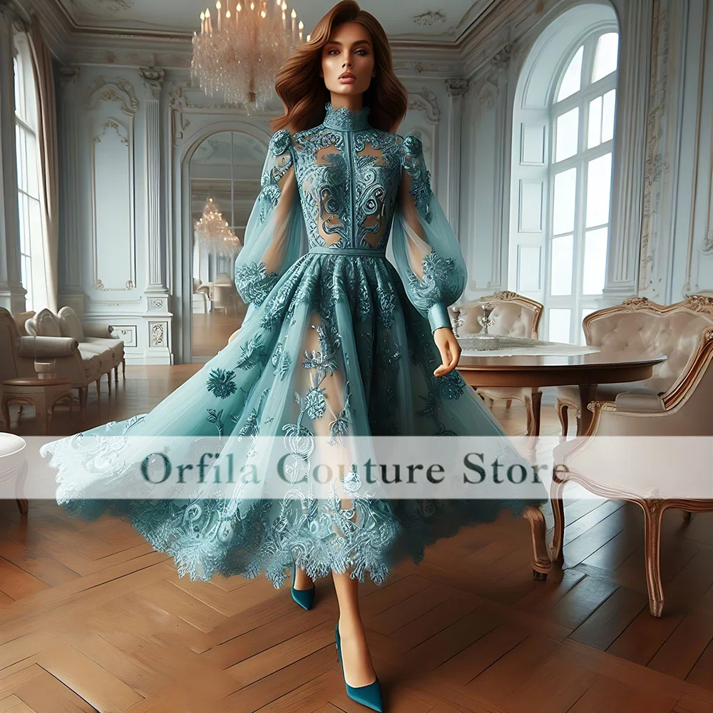 Luxury Lace Prom Dresses Long Sleeves Ankle Length Victorian Mystical Evening Dresses Arabic Middle East Party Gowns Customized