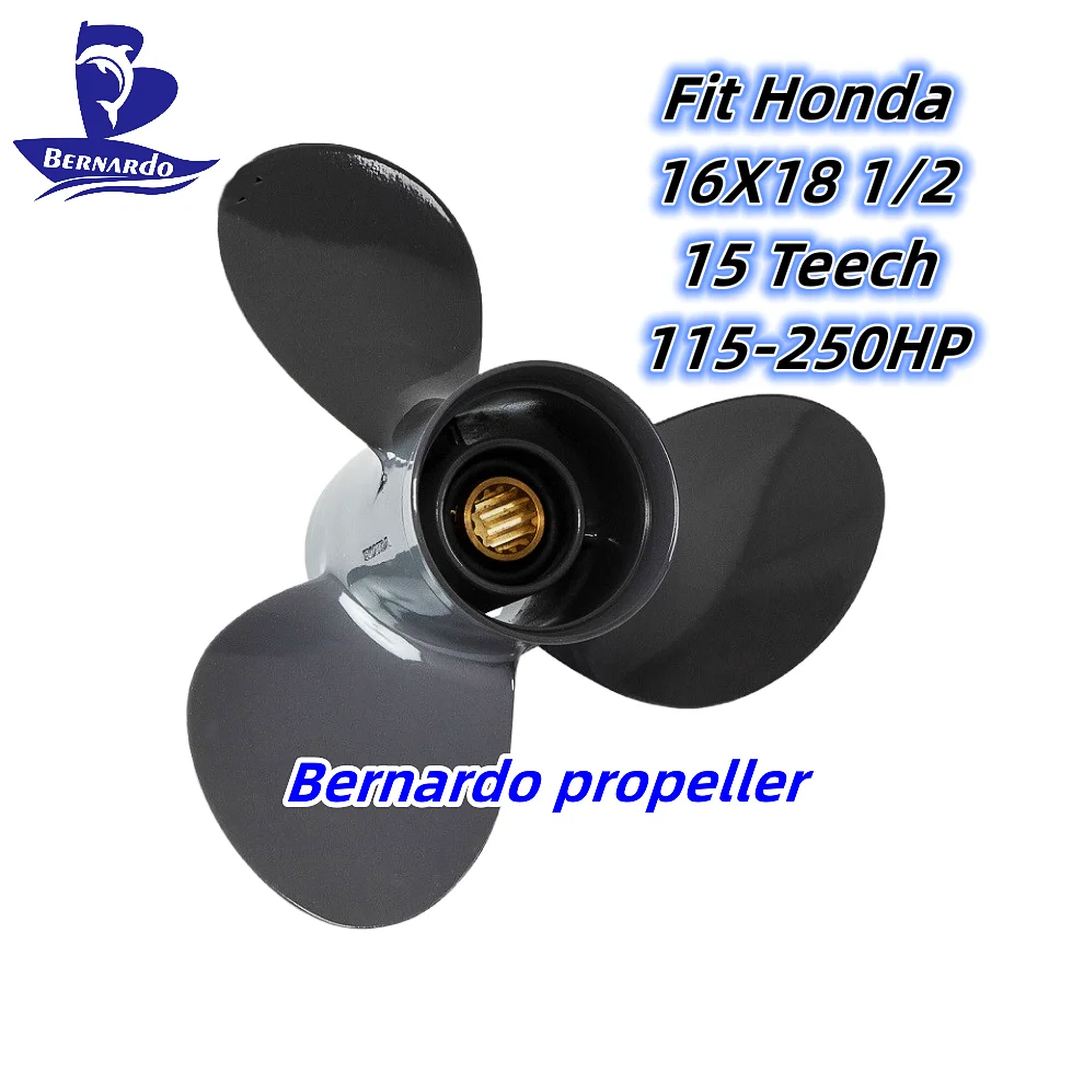 

Bernardo Boat Propeller 16x18 1/2 Fit Honda 115 135 150 200 225 250HP Outboard Engines Motor Aluminum 3 Blade 15 Tooth Spline RH