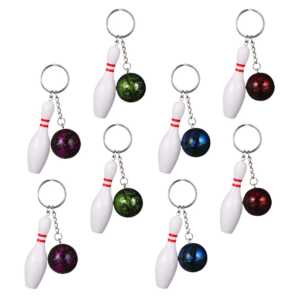

8 Pcs Bowling Keychain Rings Mini Souvenir Pin Keychains Novelty Items Metal Ball Charm Sport Cute Bulk