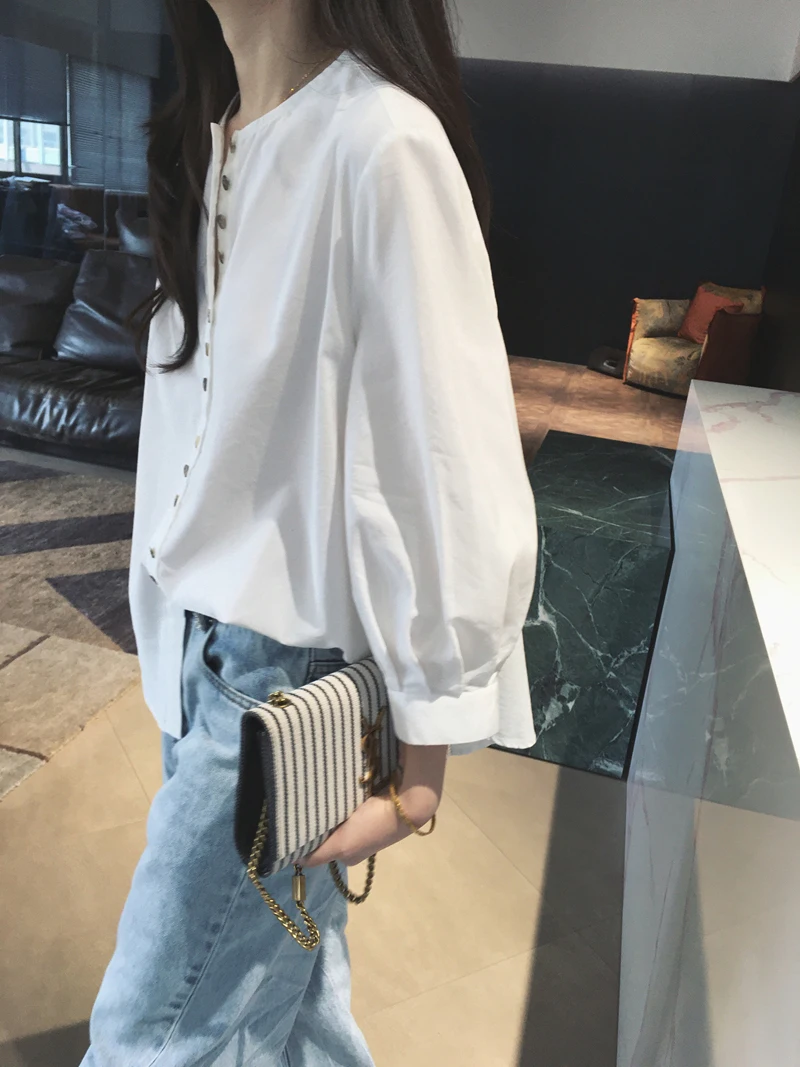 

Рубашка Cuijia из экологичного высокотемпературно окрашенного шелкового хлопкового твила с восьмиманжетным рукавом, на пуговицах, женская, в деловом стиле, с круглым вырезом