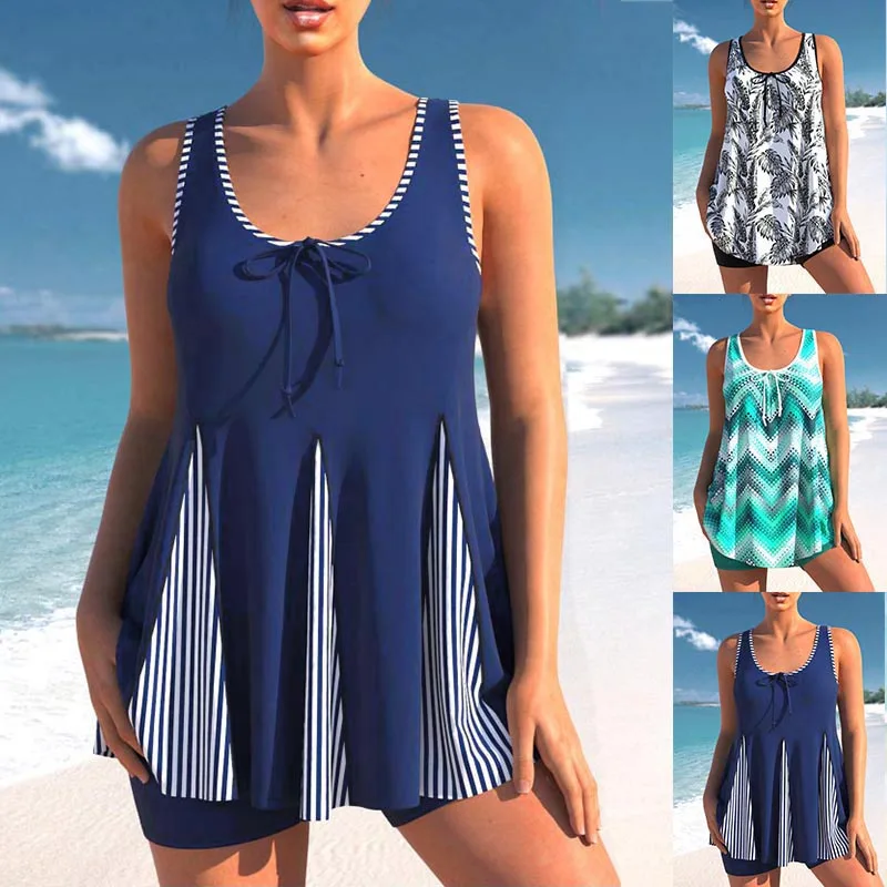 2023 Women's Sexy Beach Swimwear Tankini Two Piece Swimwear Print Tankini Beach Summer Fashion Beach Women's Swimwear Set