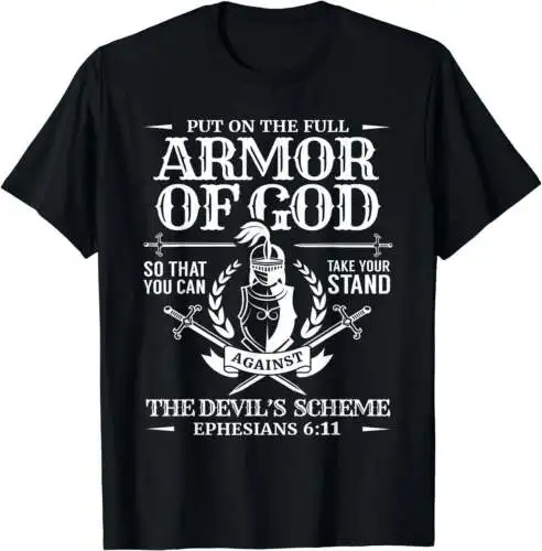 Armadura Negra de Deus Religiosa T-Shirt, Christian Bible Verse T-Shirt