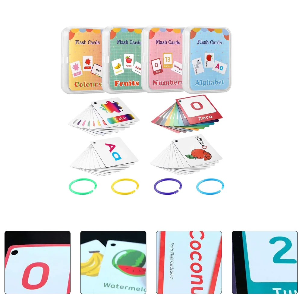 

4Pcs English Flash Cards Early Education Study Tool Durable Practical Material Memory Spelling Learning Cards Study Tool