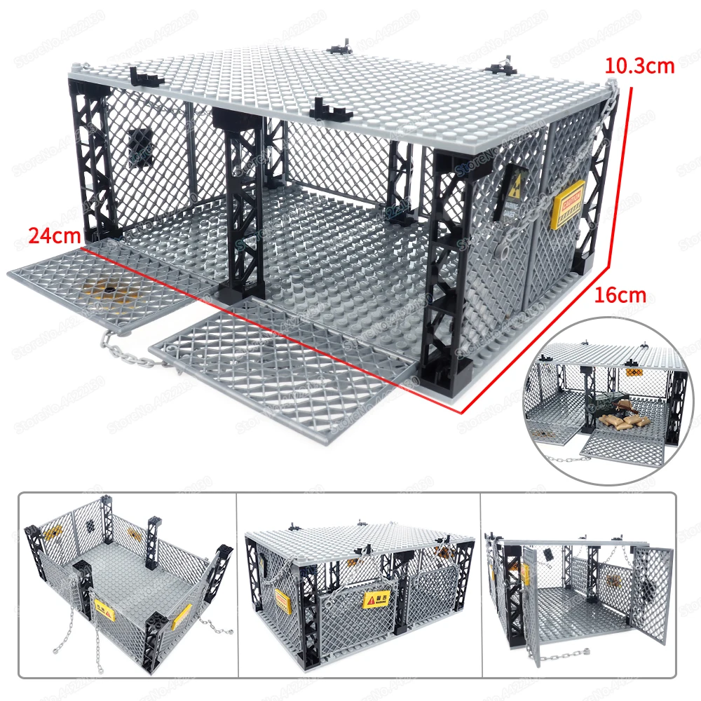 Chain Network Prison Single Layer Building Block Restricted Area Figures Captivity End Monster Zombie Model Child Gifts Boy Toys