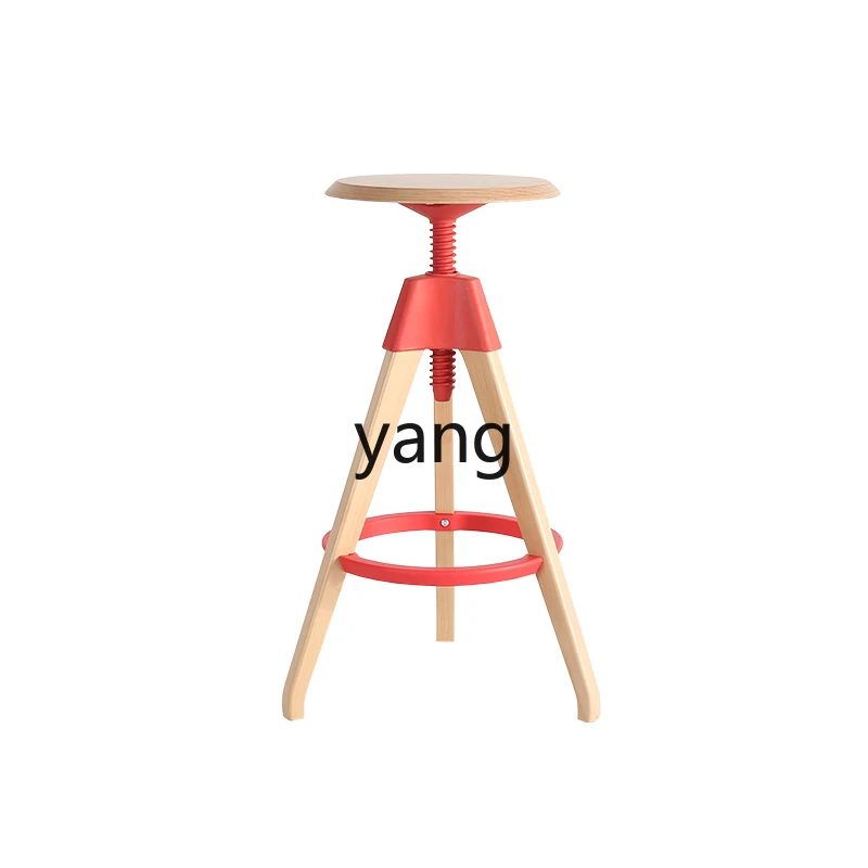 

XYY Lifting Rotating Round Bar Stool Creative Solid Wood High Stool Bar Chair