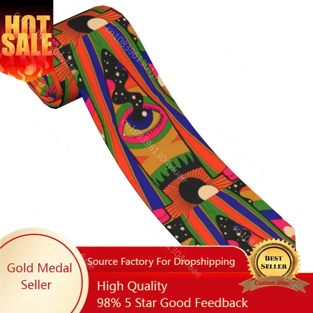 Disco Pants Psychedelic Men Necktie Slim Polyester 8 cm Classic 80s Aesthetic Neck Ties for Men Daily Wear Wedding