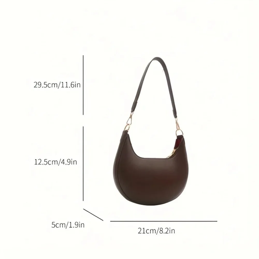 Neue PU-Leder Schultertasche, mondförmig, große Kapazität, Unterarmtasche, unifarbene Tragetasche für Damen – Detail 1