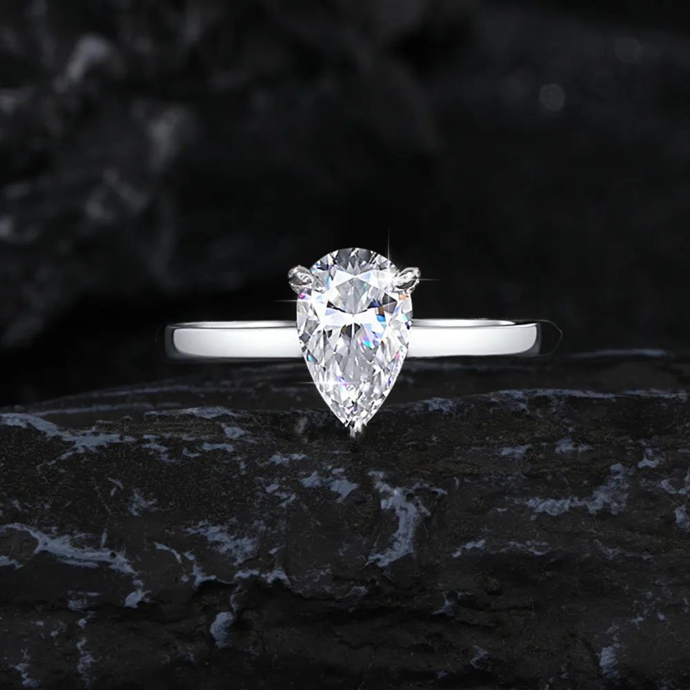 JH 0.8-4 قيراط مويسانيتي خاتم للنساء الرجال 925 فضة قطرة خاتم زواج بسيط D VVS1 مختبر الأحجار الكريمة غرامة مجوهرات هدية