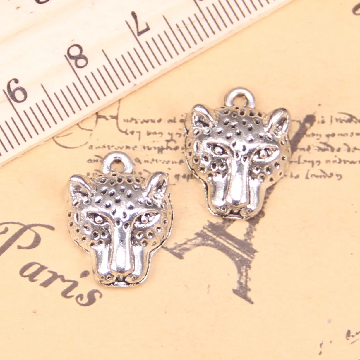 45pcs Charms For Jewelry Making panther leopard head 19x15mm Antique Silver Plated Pendants DIY Tibetan Silver Bracelet Necklace