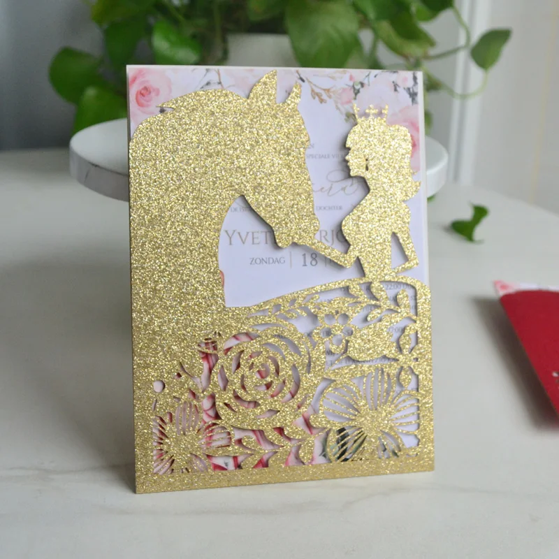 Sweet 16 Birthday Invitaciones de Quinceaera Party decorations Quinceaneral Invites Laser Cut quinceanera invitations Horse