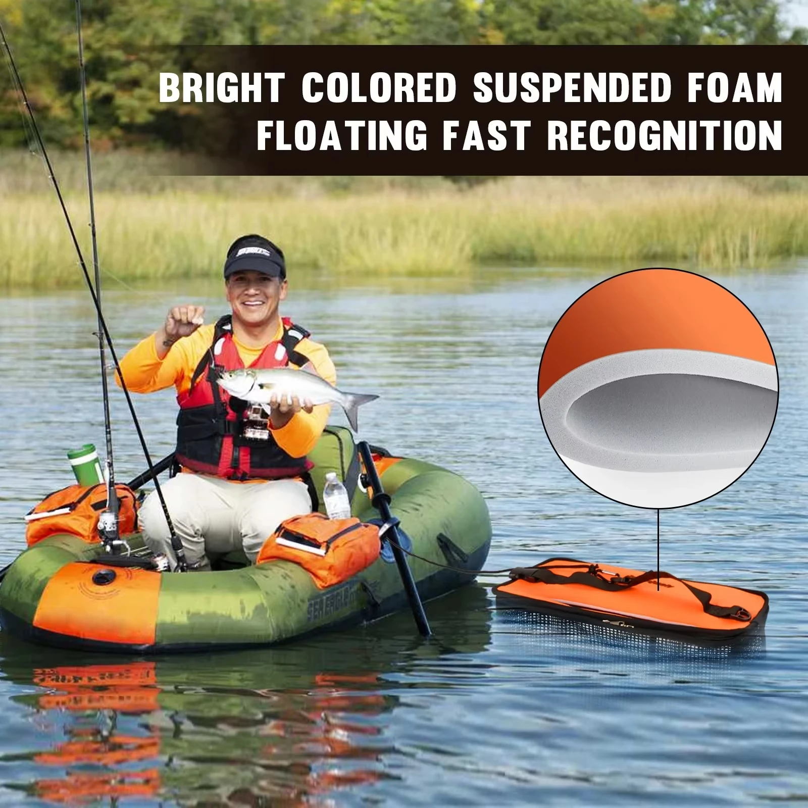 Keranjang ikan apung, rak pancing lipat, jaring pancing lipat portabel untuk menyimpan peralatan memancing di dalam keranjang