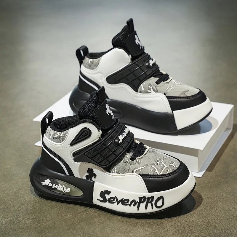 

2025Autumn Winter Children Sneaker Boys High Top Shoes Leather Luxury Kids School Fashion Casual Shoes Sports Tennis Boy Sneaker