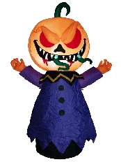 5ft / 1.5m Halloween Inflatable Pumpkin Head Scarecrow, LED Light Up Spooky Pumpkin Man Yard Decoration