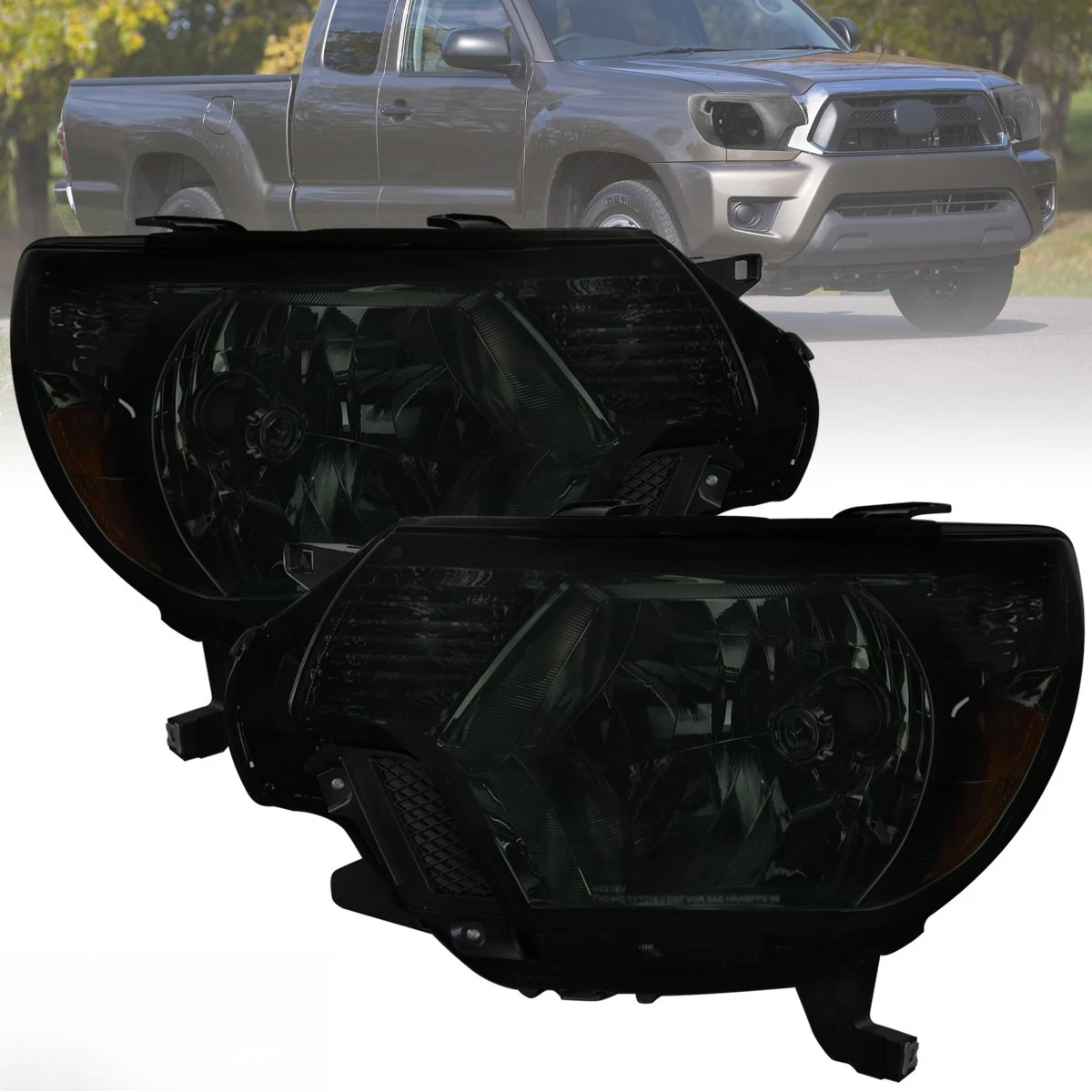 

Smoke Headlights Fits 2012-2015 Toyota Tacoma Pickup Lamp Replacement Left+Right