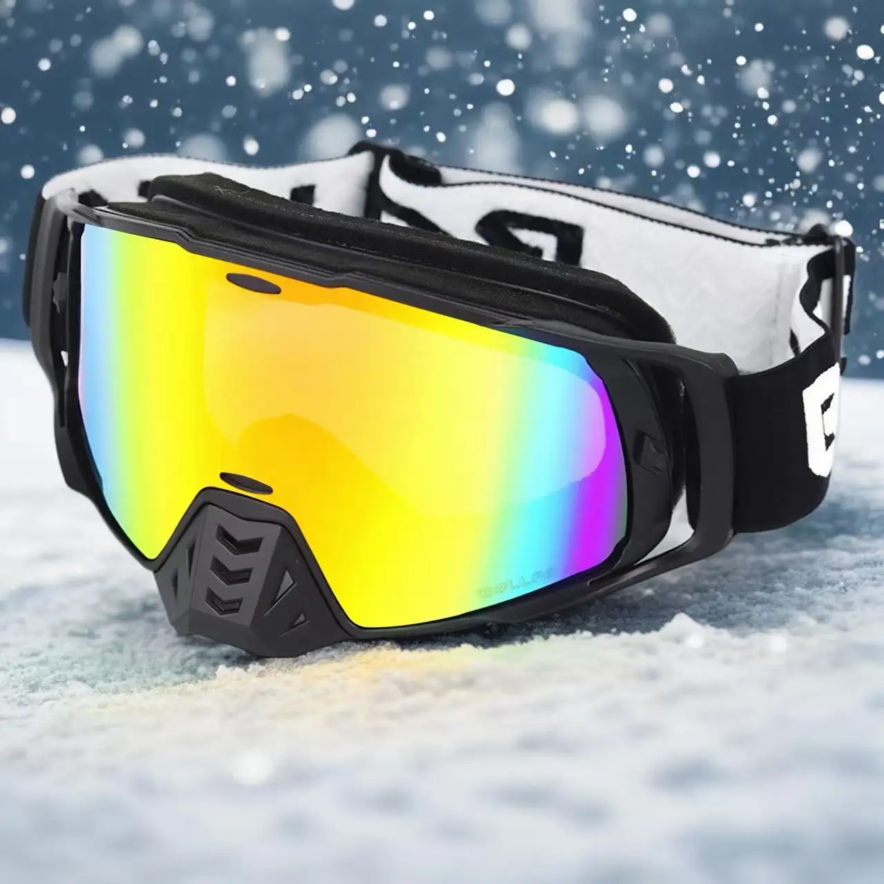

BOLLFO Photochromic Ski Goggles OTG Snowboard Glasses Windproof Impact Resistant UV Protection Anti-Glare Adult Snow Goggles