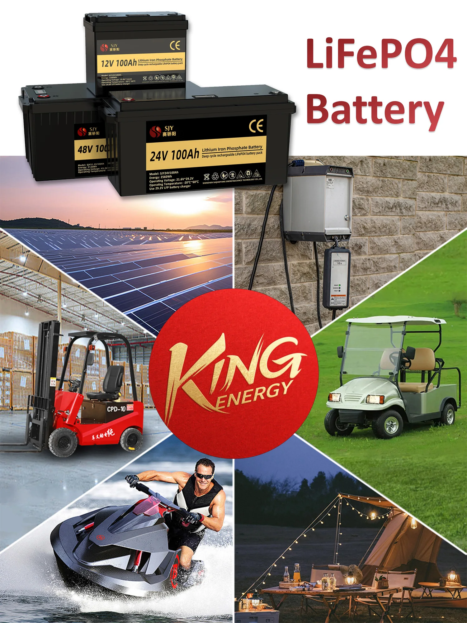 Akumulator litowo-żelazowo-fosforanowy SJY LiFePO4 12V 24V 48V 100Ah 300Ah, akumulator do wielokrotnego ładowania do łodzi/kamperów/dodziewek/instalacji solarnych — 2