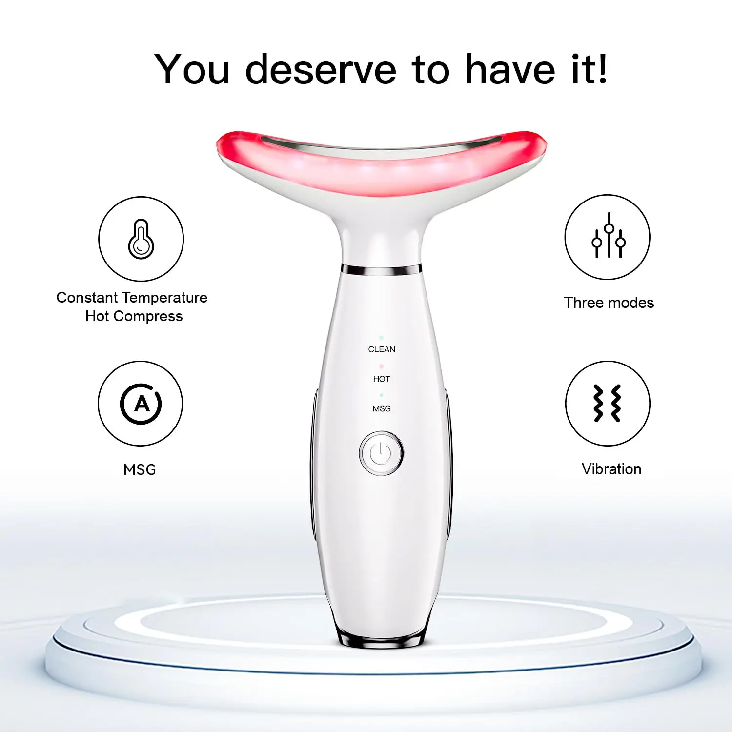 3 in 1 Neck Face Massager Facial Beauty Device Face Sculpting Tool LED Therapy with Thermal and Vibration for Skin Care at Home