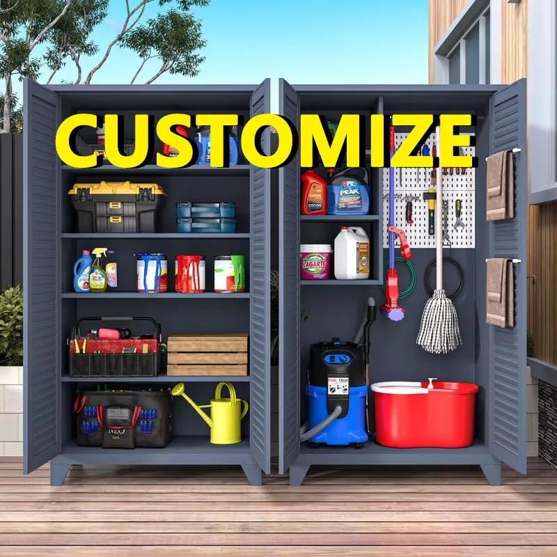 

Any Size Custom Heavy Duty Steel Outdoor Storage Cabinet Waterproof Sunproof Garden Patio Balcony Extra Large Capacity Organizer