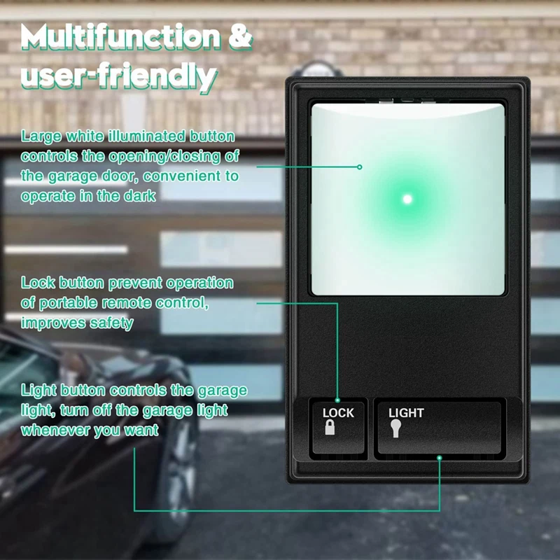 Garage Door Opener Control Panel, Multi-Function Wall Keypad Button Replacement For 78LM, Wired