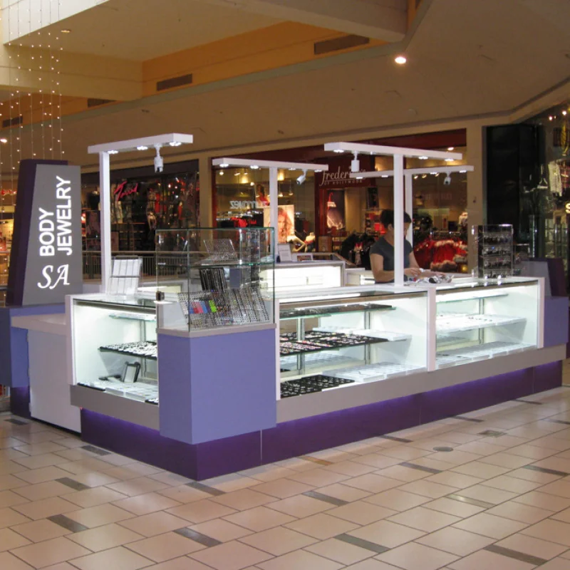 

Customized. Luxury Jewellery Store Glass Counter Shiny Jewelry Display Showcase Cabinet with Light Jewelry Kiosks Mall