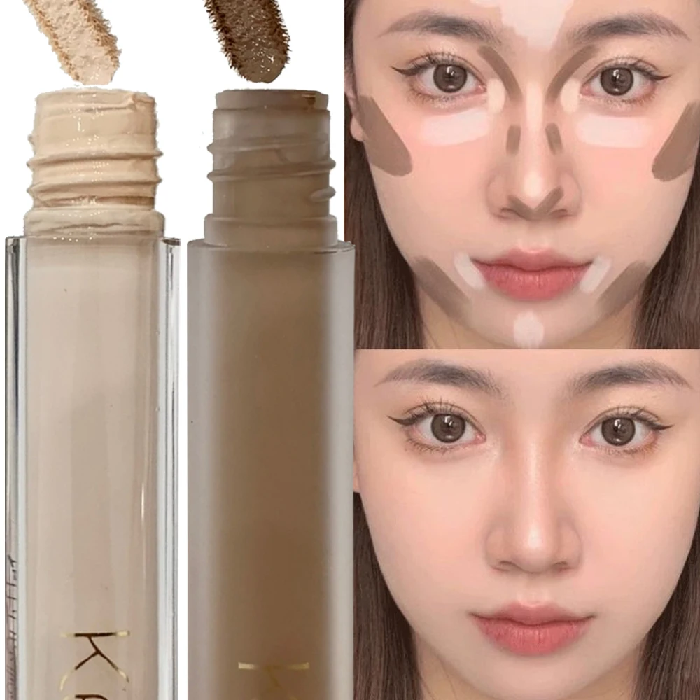 Make-Up Concealer Verhelderend Gezicht Vloeibare Contour Stick 3d Neusschaduw Waterdicht Langdurig Gezicht Bronzer Filter Cosmetische Vrouwen