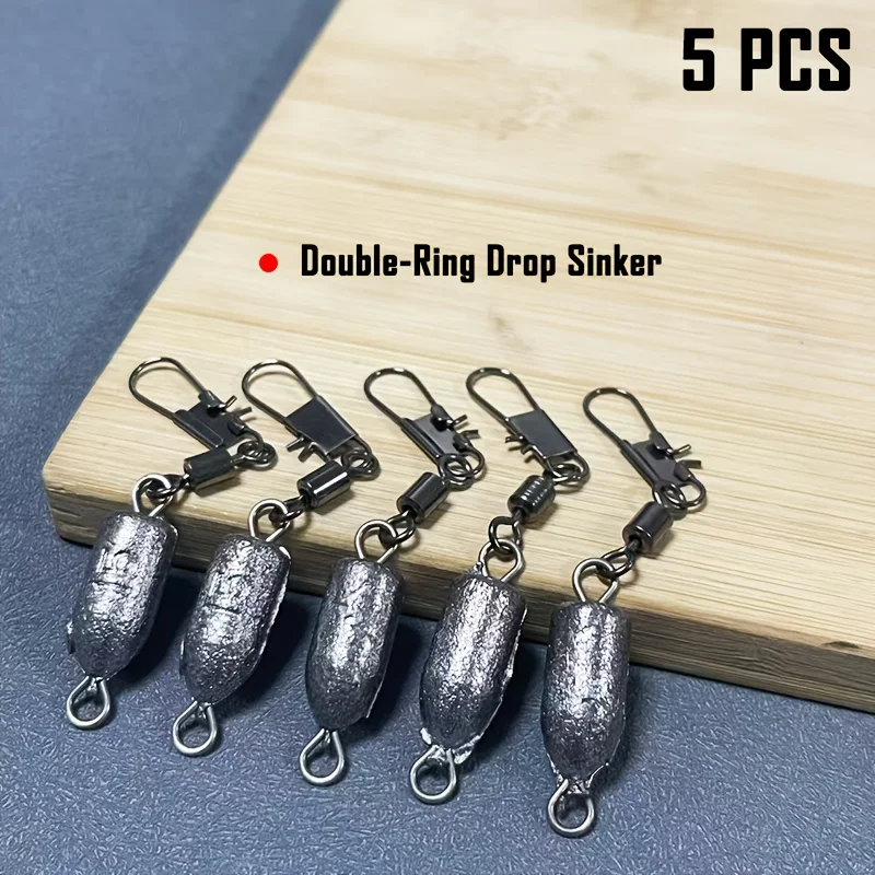 5 Stück Doppelschlaufen-Verbindungsbleie – 15 g (0,53 oz)/30 g (1,06 oz) in 2 Größen, Stringer-Gewichte mit Anti-Tangle-Design für Salzwasserangeln